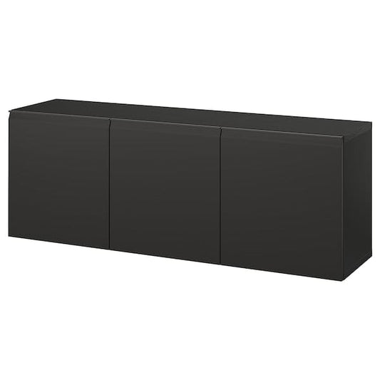 Ikea BESTÅ - Wall-mounted cabinet combination, black-brown/Hammarsmed anthracite, 180x42x64 cm