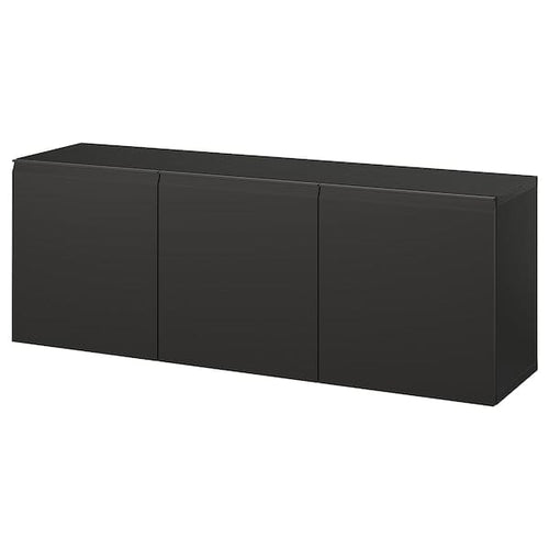 BESTÅ - BESTÅ Wall-mounted cabinet combination, black-brown/Hammarsmed anthracite, 180x42x64 cm