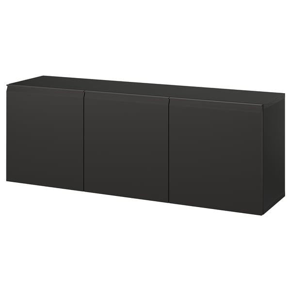 BESTÅ - BESTÅ Wall-mounted cabinet combination, black-brown/Hammarsmed anthracite, 180x42x64 cm