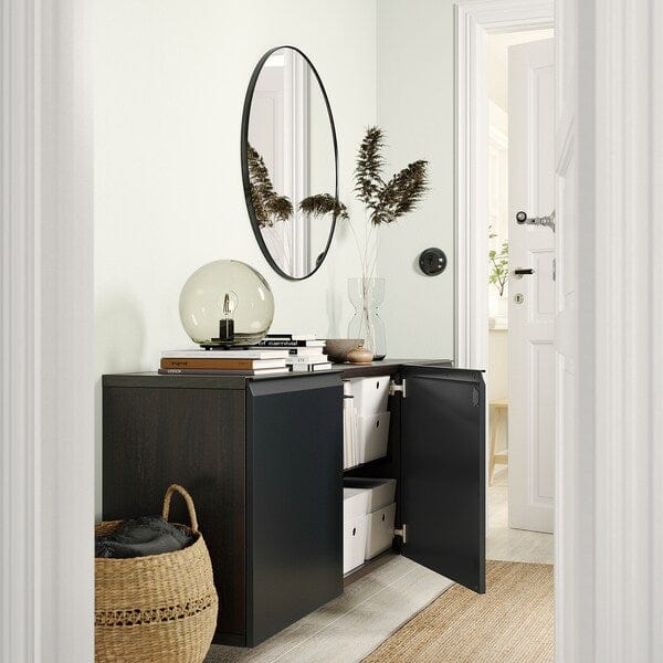 Ikea BESTÅ - Wall-mounted cabinet combination, black-brown/Hammarsmed anthracite, 180x42x64 cm