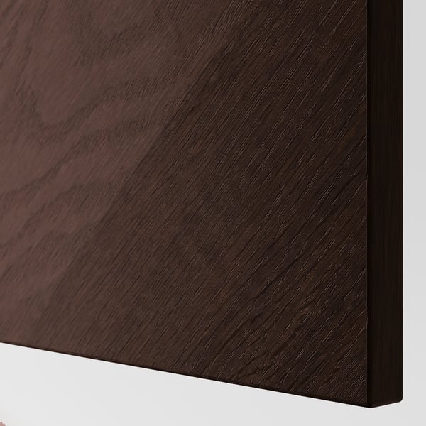 BESTÅ wall-mounted cabinet combination, black-brown Hedeviken/dark brown stained oak veneer, 60x42x64 cm