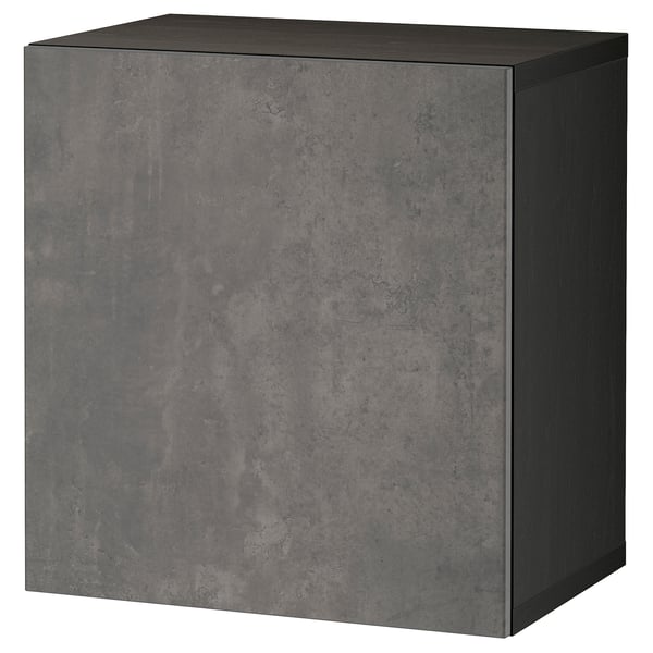BESTÅ wall-mounted cabinet combination, black-brown Kallviken/dark grey concrete effect, 60x42x64 cm