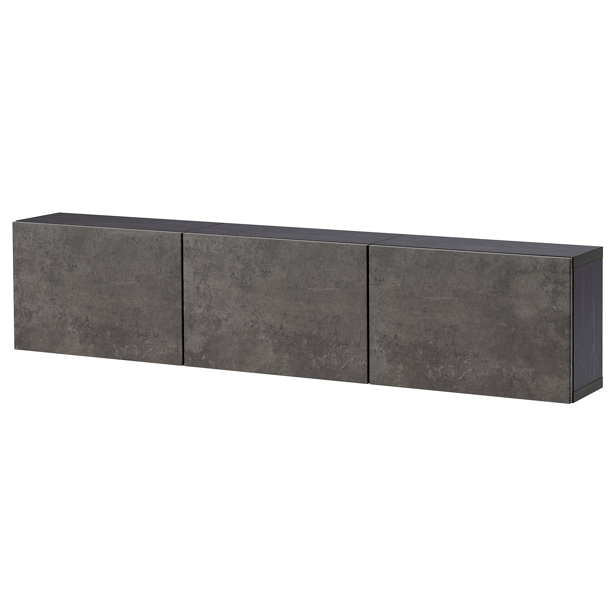 BESTÅ wall-mounted cabinet combination, black-brown Kallviken/dark grey concrete effect, 180x22x38 cm