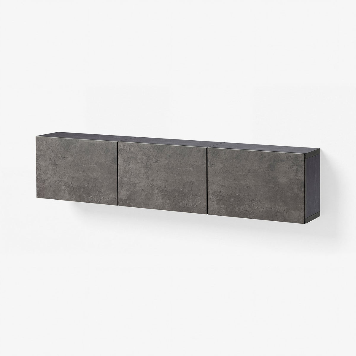 BESTÅ wall-mounted cabinet combination, black-brown Kallviken/dark grey concrete effect, 180x22x38 cm