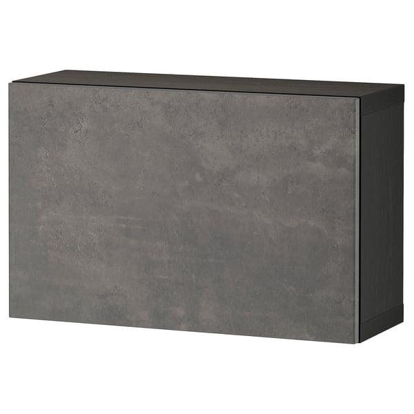 BESTÅ - BESTÅ Wall-mounted cabinet combination, black-brown/Kallviken dark grey, 60x22x38 cm