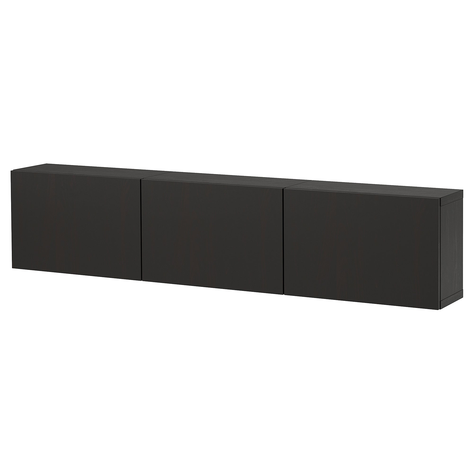 BESTÅ wall-mounted cabinet combination, black-brown/Lappviken black-brown, 180x22x38 cm