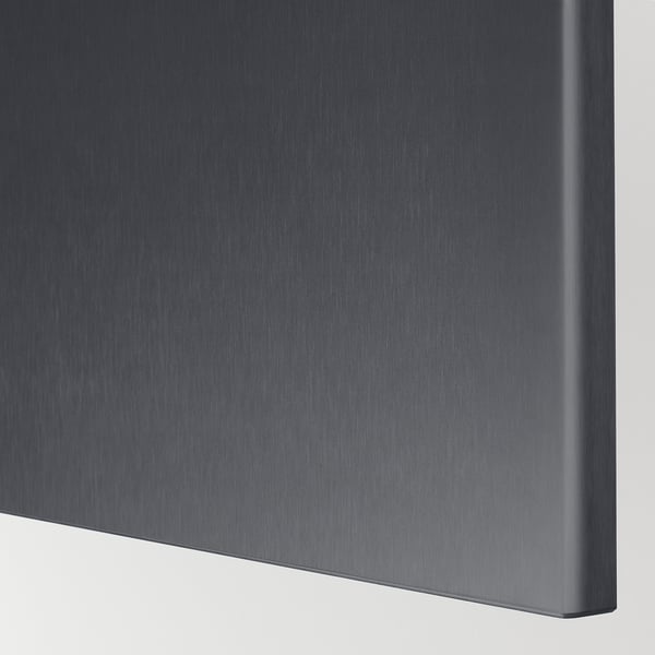 BESTÅ - BESTÅ Wall-mounted cabinet combination, black-brown/Riksviken brushed dark pewter effect, 180x42x64 cm