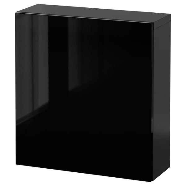 BESTÅ wall-mounted cabinet combination, black-brown/Selsviken black, 60x22x64 cm
