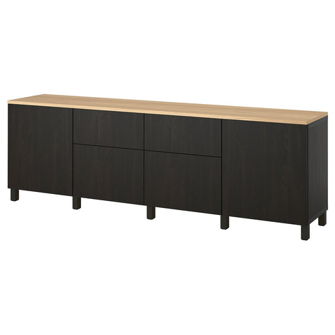 BESTÅ storage combination, black-brown/Lappviken black-brown, 240x42x76 cm