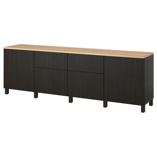 BESTÅ storage combination, black-brown/Lappviken black-brown, 240x42x76 cm