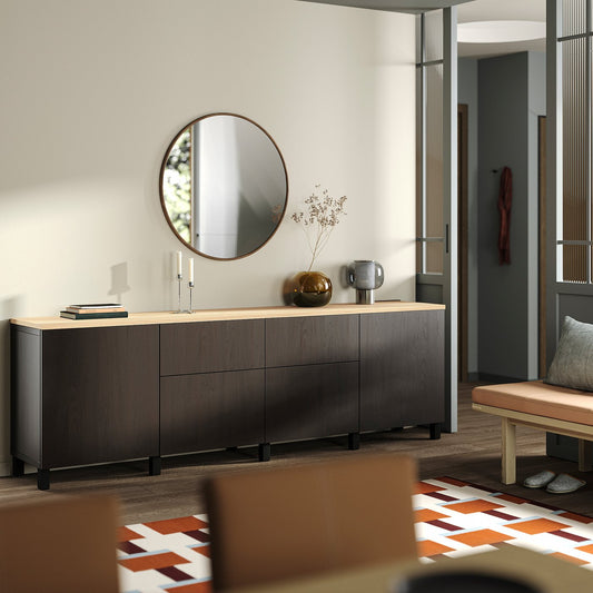BESTÅ storage combination, black-brown/Lappviken black-brown, 240x42x76 cm