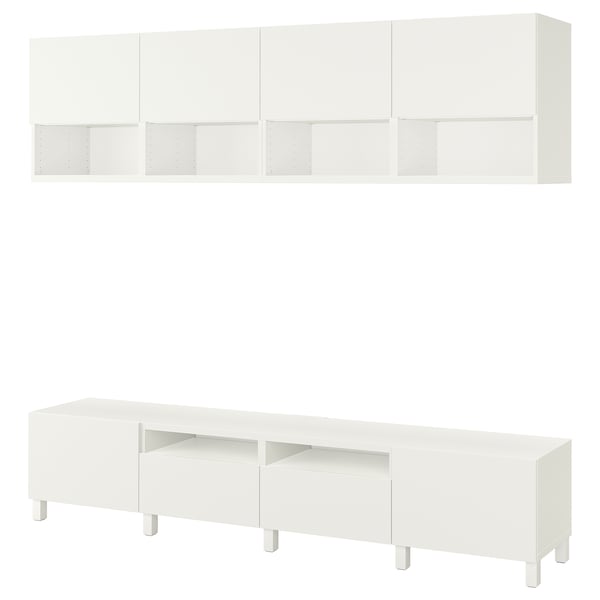 BESTÅ - BESTÅ TV storage combination, white/Lappviken/Stubbarp white, 240x42x230 cm