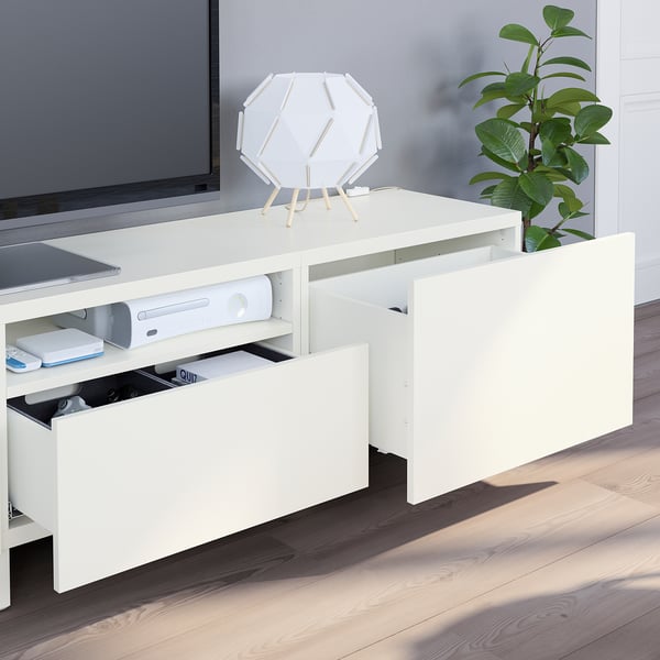 BESTÅ - BESTÅ TV storage combination, white/Lappviken/Stubbarp white, 240x42x230 cm