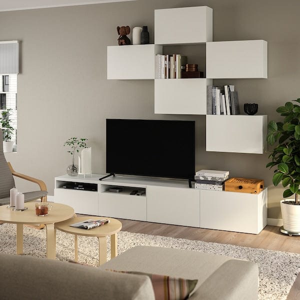 Ikea BESTÅ - TV storage combination, white/Lappviken, 240x42x230 cm