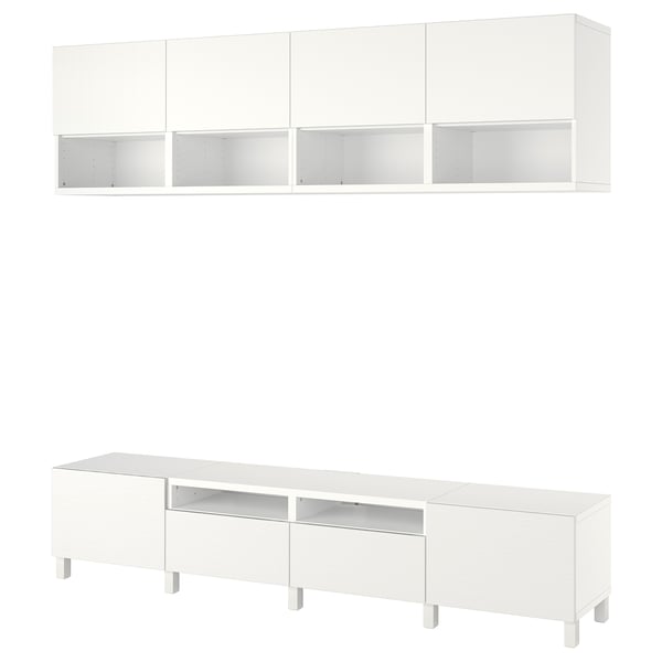 BESTÅ - BESTÅ TV storage combination, white Laxviken/Lappviken/Stubbarp white, 240x42x230 cm