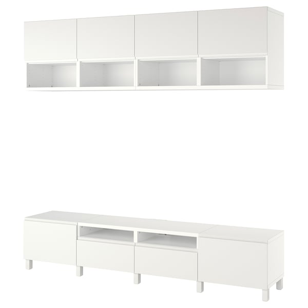 BESTÅ - BESTÅ TV storage combination, white/Västerviken/Stubbarp white, 240x42x230 cm