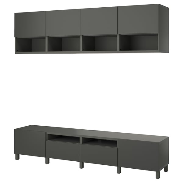 BESTÅ - BESTÅ TV storage combination, dark grey/Lappviken/Stubbarp dark grey, 240x42x230 cm