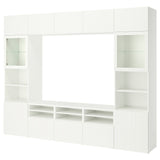 BESTÅ TV storage combination/glass doors, white/Förvaltare white, 300x42x231 cm