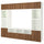 BESTÅ TV storage combination/glass doors, white Lappviken/walnut effect clear glass, 300x42x231 cm