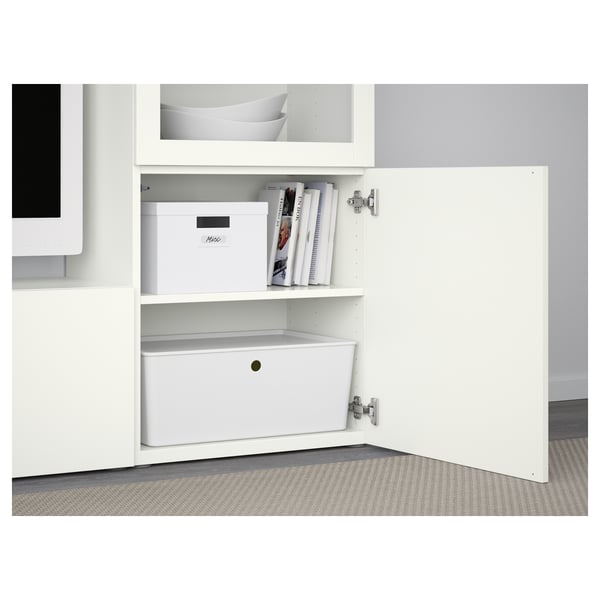 BESTÅ - BESTÅ TV storage combination/glass doors, white/Lappviken white clear glass, 240x42x129 cm