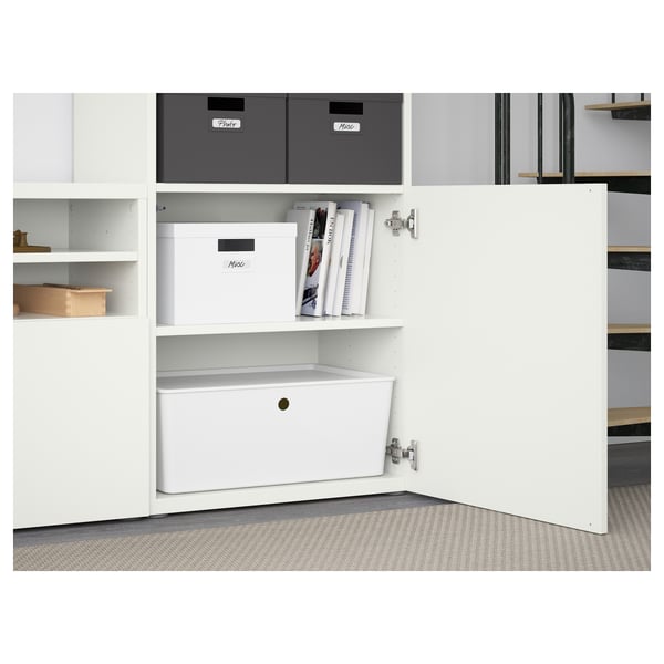 BESTÅ - BESTÅ TV storage combination/glass doors, white/Lappviken white clear glass, 300x42x231 cm