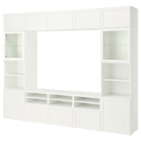 BESTÅ TV storage combination/glass doors, white/Pipmakare white, 300x42x231 cm