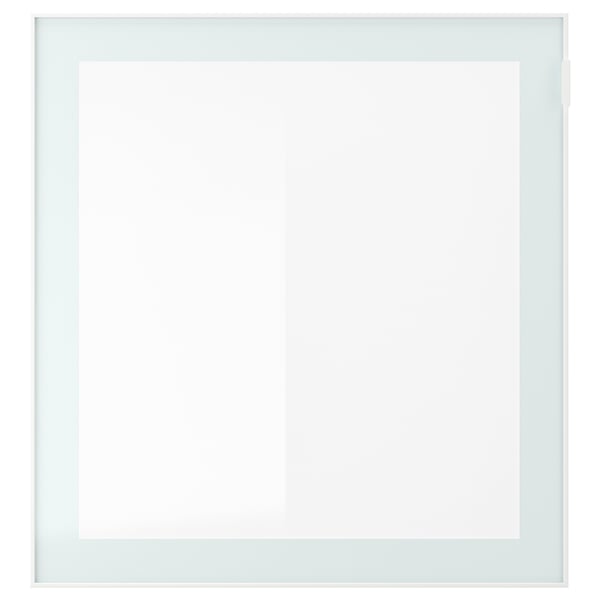 BESTÅ - TV set/glass combination, white/Selsviken gloss/beige frosted glass, 300x42x211 cm