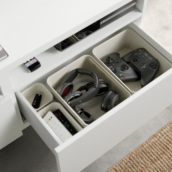 Ikea BESTÅ - TV storage combination/glass doors, white/Selsviken high-gloss/white clear glass, 180x42x192 cm