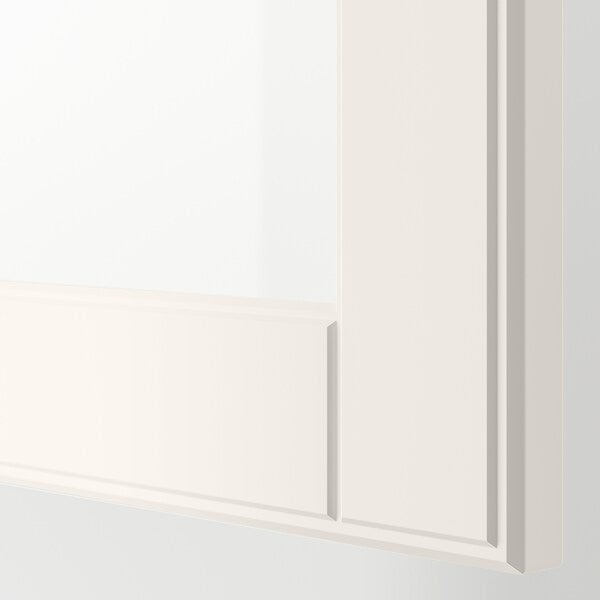 BESTÅ TV storage combination/glass doors, white Smeviken/Ostvik white clear glass, 300x42x231 cm