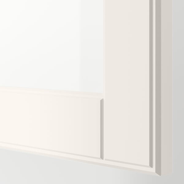 BESTÅ TV storage combination/glass doors, white/Sutterviken/Kabbarp white clear glass, 180x42x192 cm