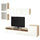 BESTÅ TV storage combination/glass doors, white stained oak effect/Selsviken high-gloss/white frosted glass, 51x211x32 cm