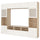 BESTÅ TV storage combination/glass doors, white stained oak effect/Selsviken high-gloss/white frosted glass, 51x231x32 cm
