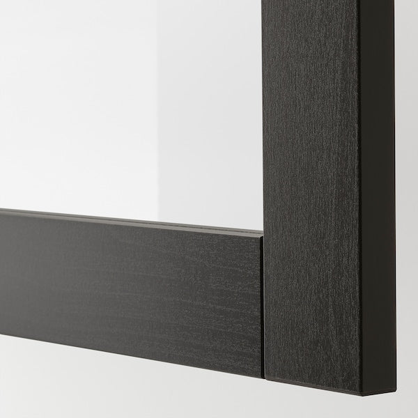 BESTÅ TV storage combination/glass doors, black-brown/Hanviken black-brown clear glass, 300x42x231 cm
