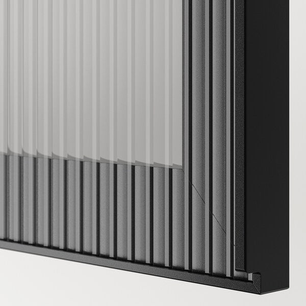 BESTÅ - TV storage combination/glass doors, black Selsviken/Fällsvik anthracite, 240x42x190 cm