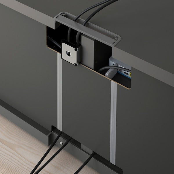 BESTÅ - TV storage combination/glass doors, black Selsviken/Fällsvik anthracite, 240x42x190 cm