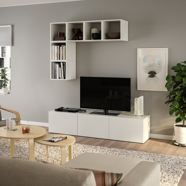 BESTÅ / EKET TV storage combination, white/Valviken, 180x42x185 cm