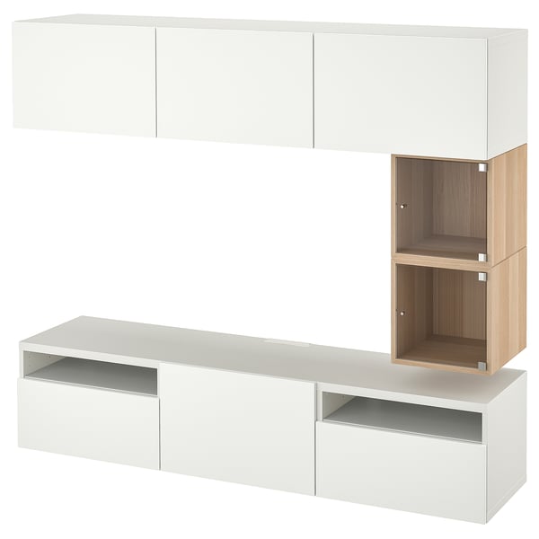 BESTÅ / EKET - BESTÅ / EKET TV bench, white/Lappviken white, 180x42x166 cm