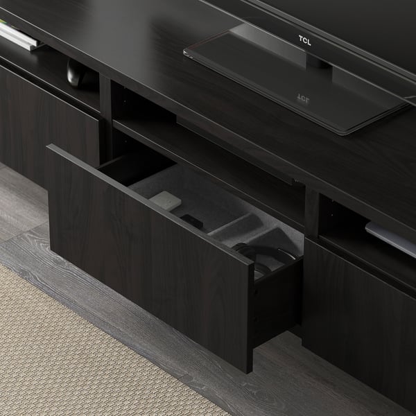 BESTÅ / LACK - BESTÅ / LACK TV storage combination, black-brown, 300x42x195 cm