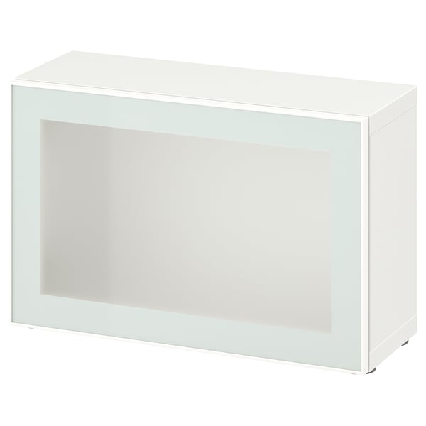 BESTÅ shelf unit with glass door, white Glassvik/white/light green frosted glass, 60x22x38 cm