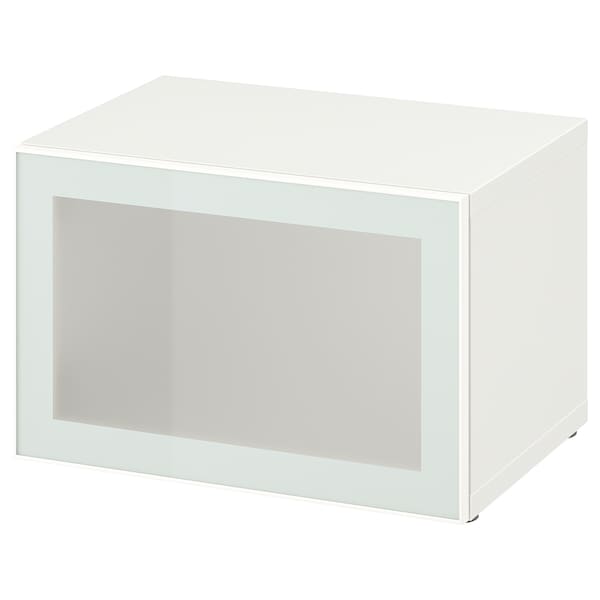 Ikea BESTÅ - Shelf unit with glass door, white Glassvik/white/light green frosted glass, 60x42x38 cm