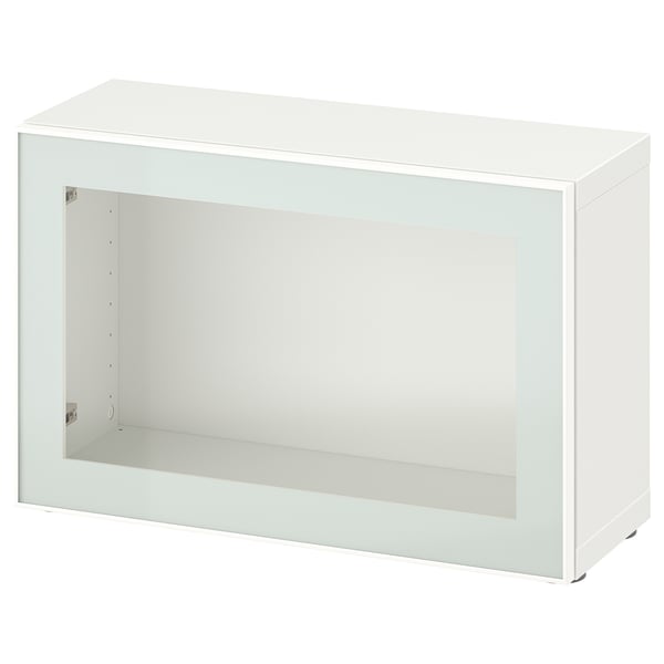 BESTÅ - BESTÅ Shelf unit with glass door, white Glassvik/white/light green clear glass, 60x22x38 cm