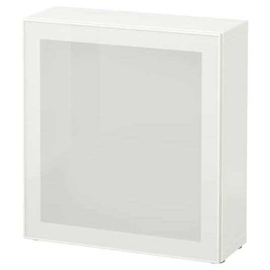 Ikea BESTÅ - Cabinet with glass door, white/Glassvik glass white/frosted glass,60x22x64 cm