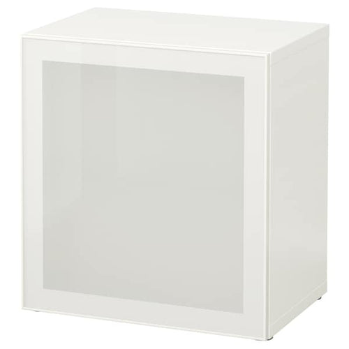 BESTÅ shelf unit with glass door, white/Glassvik white/frosted glass, 60x64x42 cm