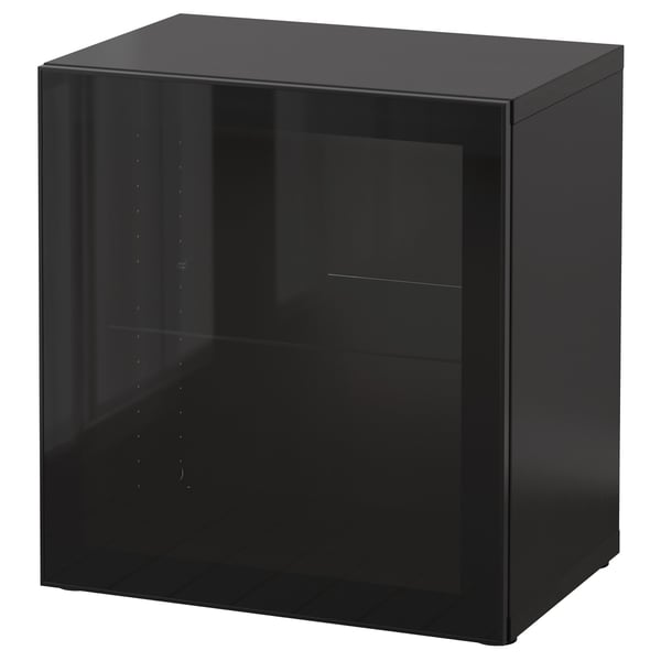 BESTÅ shelf unit with glass door, black-brown/Glassvik black/clear glass, 60x42x64 cm
