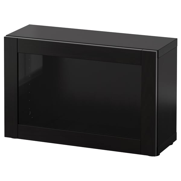 BESTÅ shelf unit with glass door, black-brown/Sindvik black-brown clear glass, 60x22x38 cm