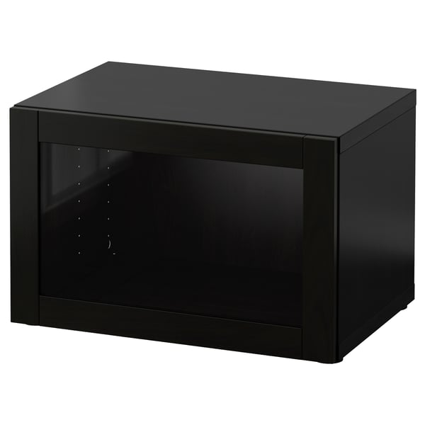 BESTÅ shelf unit with glass door, black-brown/Sindvik black-brown clear glass, 60x42x38 cm