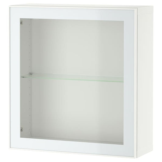 Ikea BESTÅ - Shelf unit with glass door, white Glassvik/white/light green clear glass, 60x22x64 cm