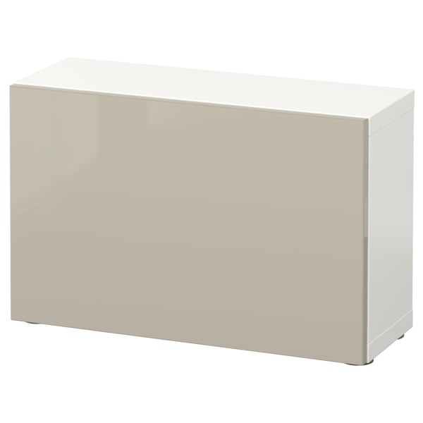 BESTÅ shelf unit with door, white/Selsviken high-gloss/beige, 60x22x38 cm