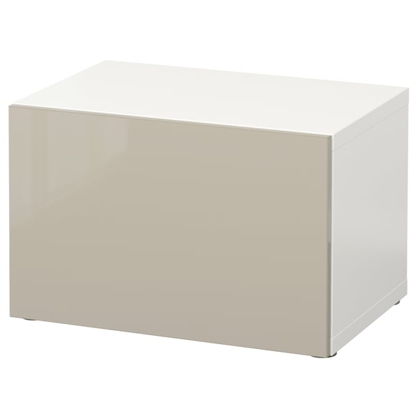 BESTÅ shelf unit with door, white/Selsviken high-gloss/beige, 60x42x38 cm