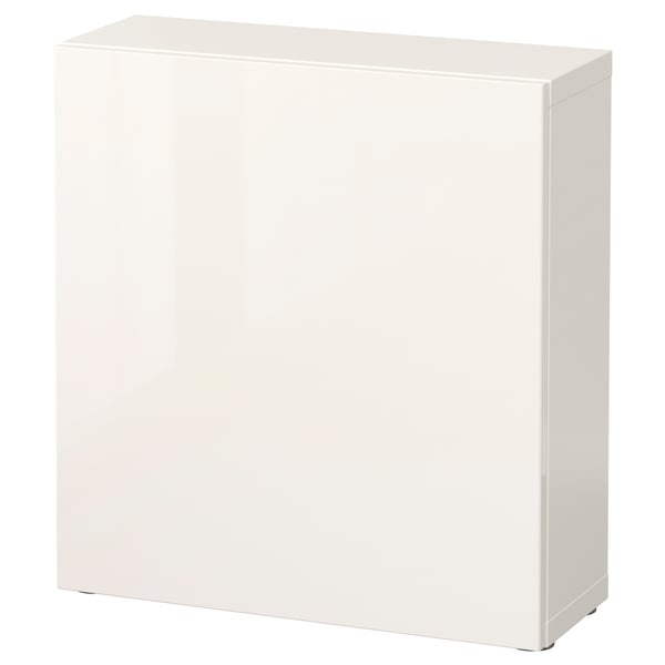 BESTÅ shelf unit with door, white/Selsviken high-gloss/white, 60x22x64 cm